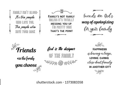 Set of Calligraphy saying for print. Motivation Inspiring Vector Quotes about family. Ready to post in social media, brochure, magazine