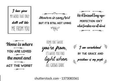 Set of Calligraphy saying for print. Motivation Inspiring Vector Quotes about family. Ready to post in social media, brochure, magazine