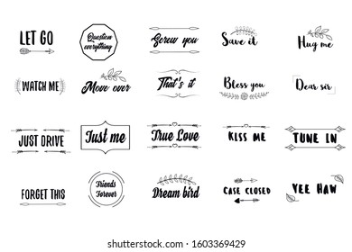 Set of Calligraphy saying for print. Motivation Inspiring Positive Vector Quotes for every day. Ready to post in social media, brochure, magazine.
