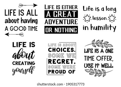 Set of Calligraphy saying for print. Motivation Inspiring Positive Vector Quotes for every day. Ready to post in social media, brochure, magazine.