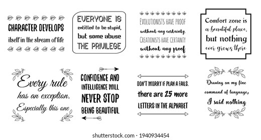Set of Calligraphy saying for print. Motivation Inspiring Positive Vector Quotes for every day. Ready to post in social media, brochure, magazine.