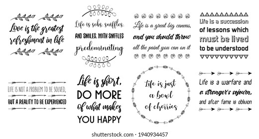 Set of Calligraphy saying for print. Motivation Inspiring Positive Vector Quotes for every day. Ready to post in social media, brochure, magazine.