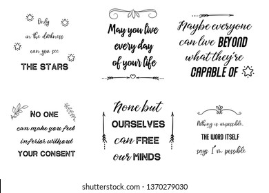 Set of Calligraphy sayings for print. Motivation Inspiring Positive Vector Quotes for every day. Ready to post in social media, brochure, magazine