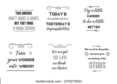 Set of Calligraphy sayings for print. Motivation Inspiring Positive Vector Quotes for every day. Ready to post in social media, brochure, magazine