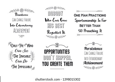 Set of Calligraphy sayings for print. Vector Quotes about Sport Fitness and Motivation