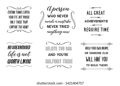 Set of Calligraphy sayings for print. Vector Quotes about business and success