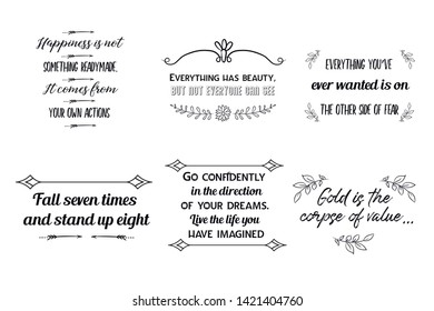 Set of Calligraphy sayings for print. Vector Quotes about business and success
