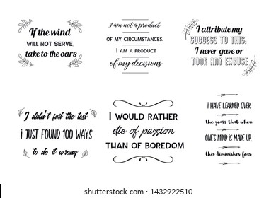 Set of Calligraphy sayings for print. Vector Quotes about business and success