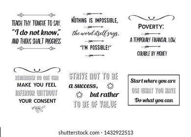 Set Calligraphy Sayings Print Vector Quotes Stock Vector (royalty Free 