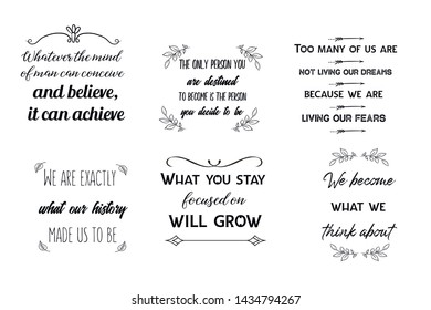 Set of Calligraphy sayings for print. Vector Quotes about business money and success