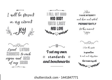 Set of Calligraphy sayings for print. Vector Quotes about Motivation and Inspiration