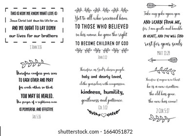 Set of Calligraphy sayings for print. Vector Quotes. Scripture Bible verses