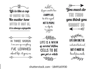 Set of Calligraphy sayings for print. Vector Quotes about strenght and life power