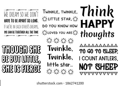 Set of Calligraphy sayings for print. Vector Quotes about Baby, child, kids and parents