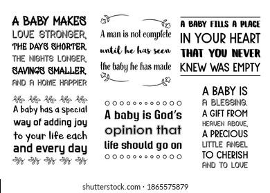 Set of Calligraphy sayings for print. Vector Quotes about Baby boy, child, kids and parents. 