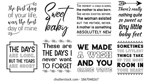 Set of Calligraphy sayings for print. Vector Quotes about Baby boy, child, kids and parents