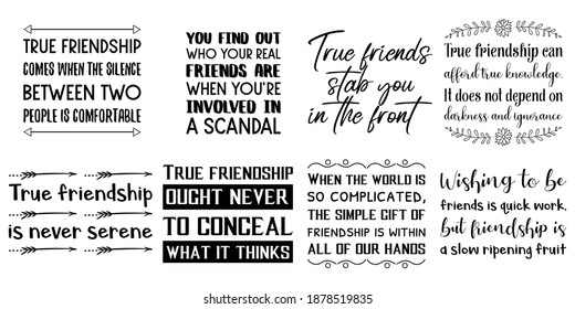 Set of Calligraphy sayings for print. Vector Quotes about best friend, friendship, relationship between people
