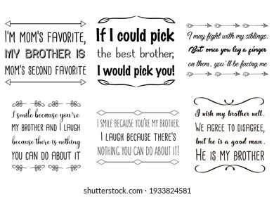 Set of Calligraphy sayings for print. Vector Quotes about brother, brotherhood
