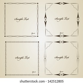 Set of calligraphy vector frames with sample text