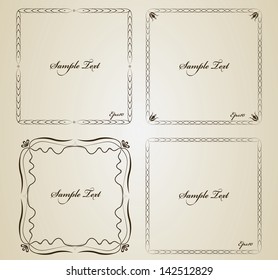 Set of calligraphy vector frames with sample text