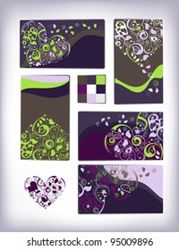 Set of calling cards with decorative heart pattern.
