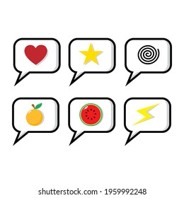 A set of callout shapes with symbol inside it. Vector illustration of a callout shape for icon, logo or symbol on books, application, web, comic