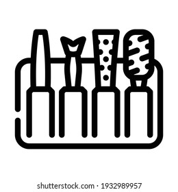set with callus remover accessories line icon vector. set with callus remover accessories sign. isolated contour symbol black illustration