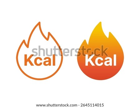 Set of Calories Burn vector icons with line and flat design