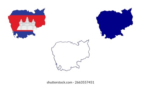Kambodscha-Karte einzeln auf weißem Hintergrund, Vektorgrafik-Design