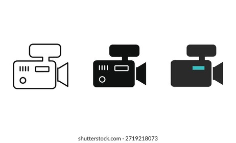 Conjunto de iconos de la videocámara en estilo diferente