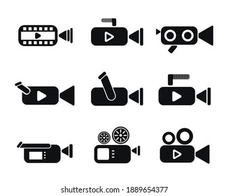 Set of camcorders and video icons. Video Recording Vector Icon