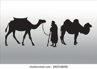 set of camel silhouette line  isolated or logo isolated sign symbol vector, outline and stroke style Collection of high-quality black style vector illustration