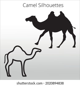 set of camel silhouette,  line isolated or logo isolated sign symbol vector, outline and stroke style Collection of high-quality color style vector illustration,