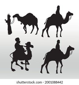 Set of Camel Silhouettes - Vector Illustration , icons  line  isolated or logo isolated sign symbol vector,right icons in filled,outline and stroke style Collection of high quality black style