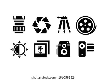 set of camera accessory icons