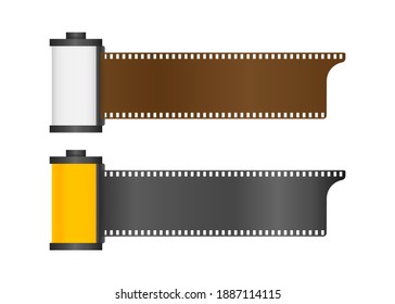 Set of camera film roll isolated on white background. Vector stock illustration.