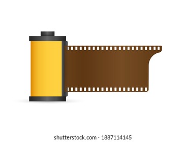 Set of camera film roll isolated on white background. Vector stock illustration.