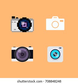 Set of camera flat icons camera flat design illustration