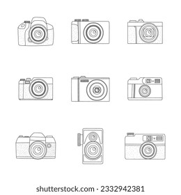 Diseño de cámara en mano para plantilla de fotografía en blanco y negro