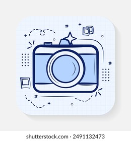 Conjunto de iconos dibujados a mano de la cámara en estilo Doodle