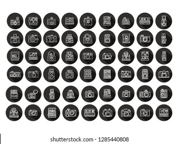 set of camera icon , set of camera icon with modern line art style, hand drawn vector illustration.