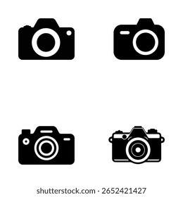 Um conjunto de ícone da câmera conjunto foto foto captura fotografia obturador flash aplicativo digital moderno símbolo minimalista contorno gráfico ícone plano estilo