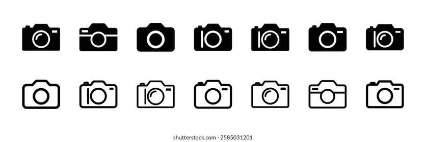 Set of camera icon symbol vector on white background.