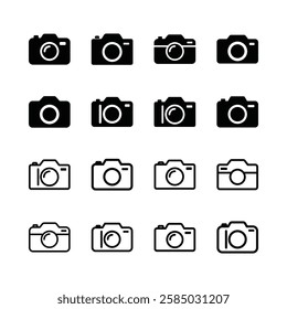 Set of camera icon symbol vector on white background.