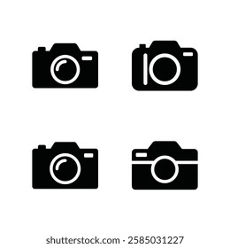 Set of camera icon symbol vector on white background.