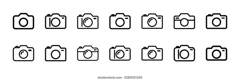 Set of camera icon symbol vector on white background.