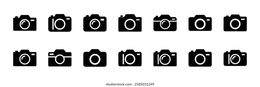 Set of camera icon symbol vector on white background.