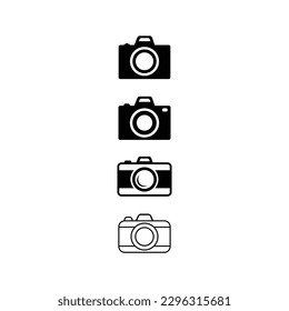 A set of camera icon vector art illustration.