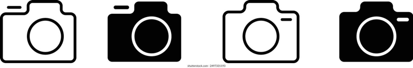 set of camera icon vector stock illustration