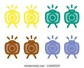 Set of Camera Icons in different colors.